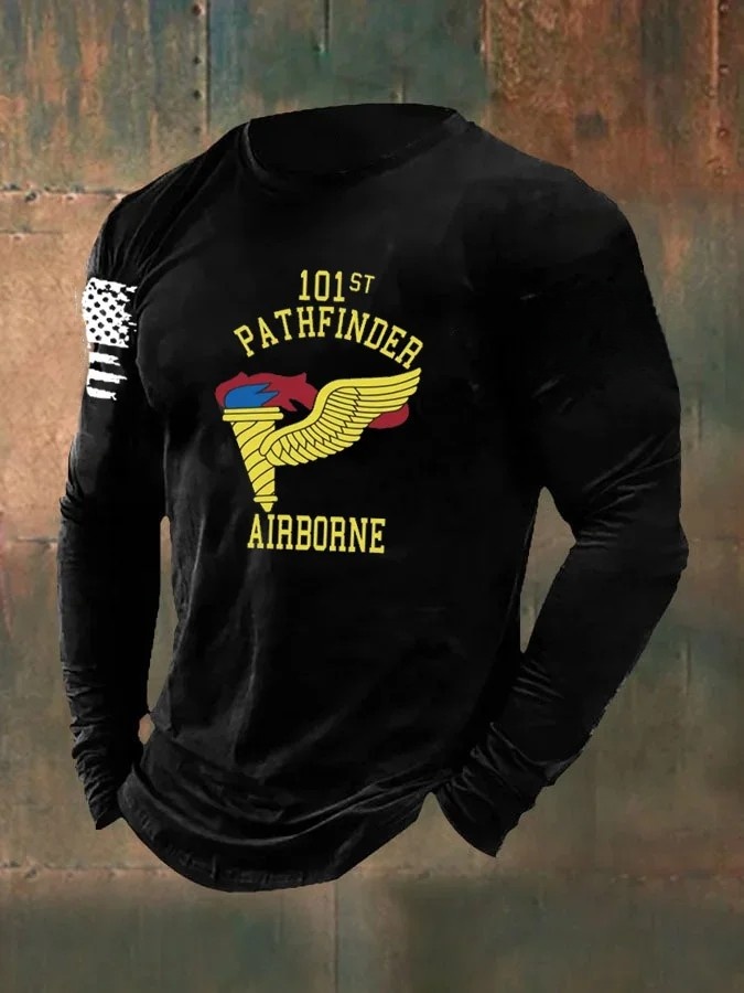 Men's Veterans Day 101st  Airborne Pattern Long Sleeve T-Shirt