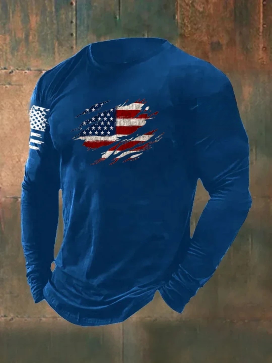 Men's  American Flag Long Sleeve T-Shirt