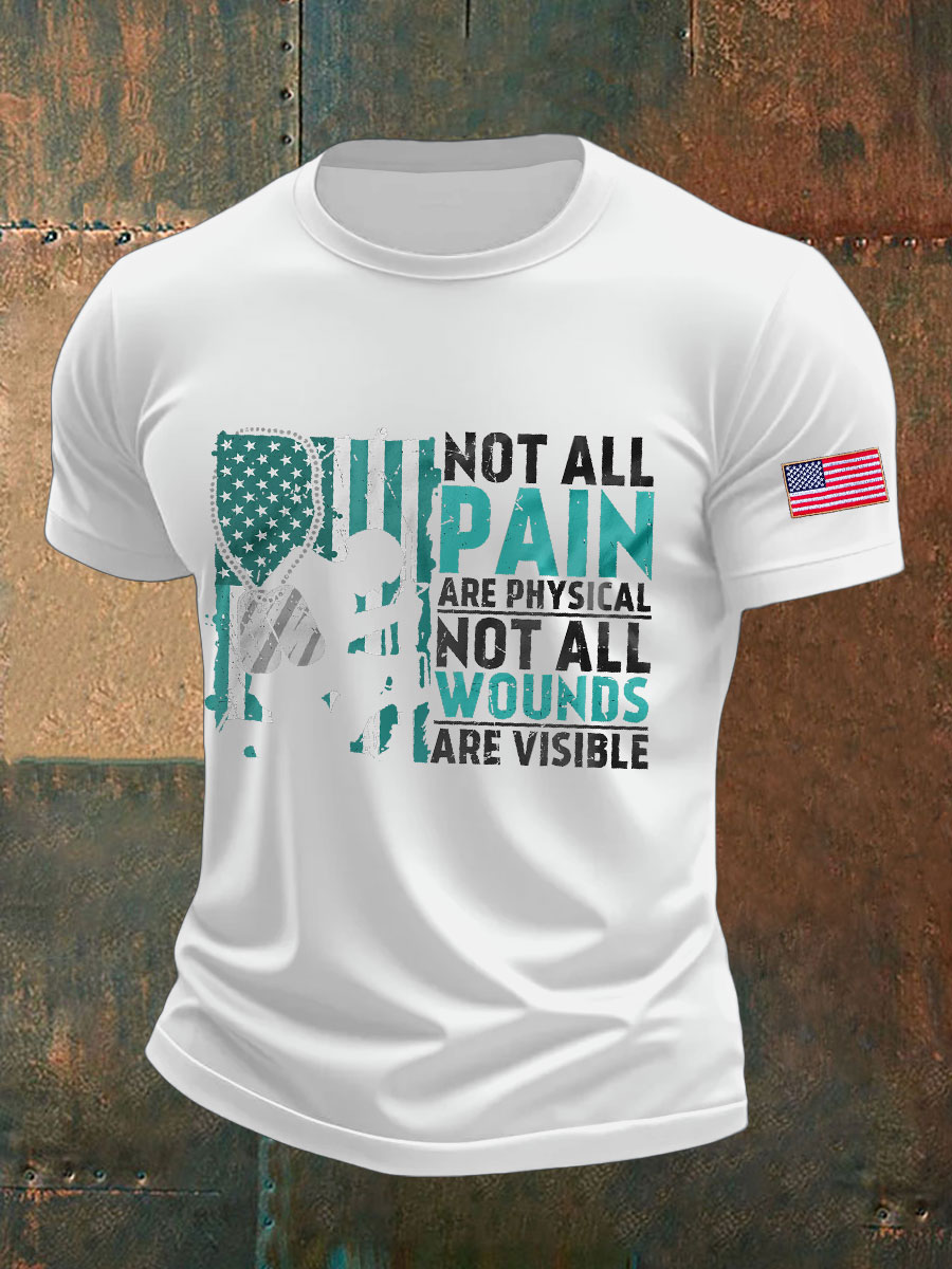 Men's PTSD Awareness Veteran Printed T-shirt