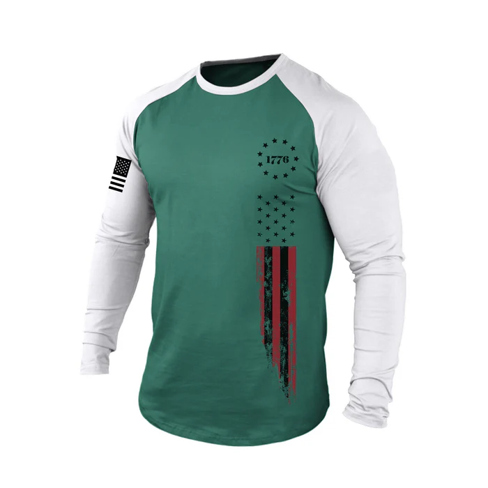 1776 American Flag Raglan Graphic Long Sleeve T-Shirt