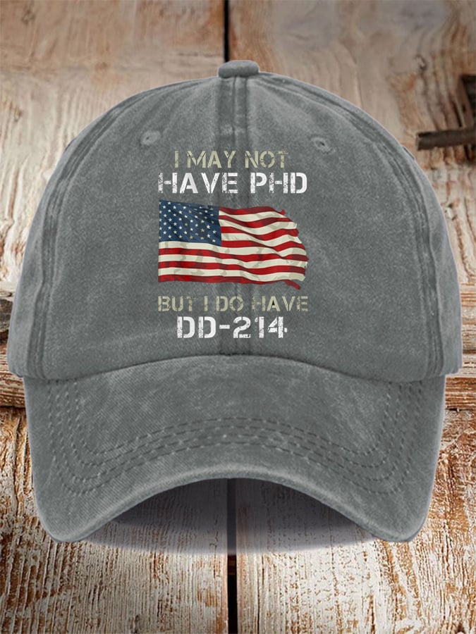 Unisex Distressed Washed Cotton Veteran Printed Hat