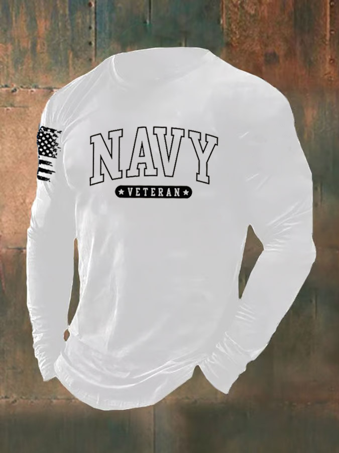 Men's Combat Veteran NAVY Pattern Long Sleeve T-Shirt