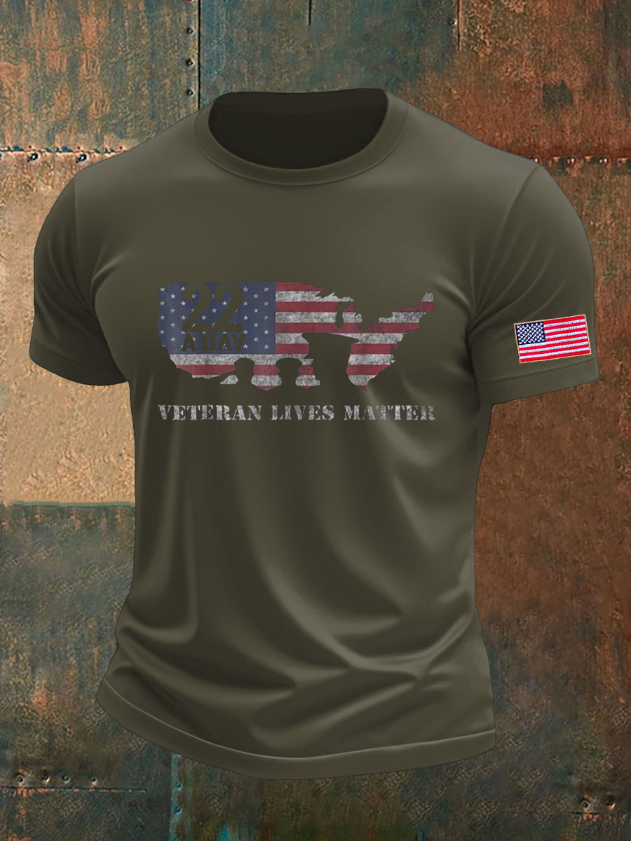 Men's PTSD Awareness Veteran Printed T-shirt