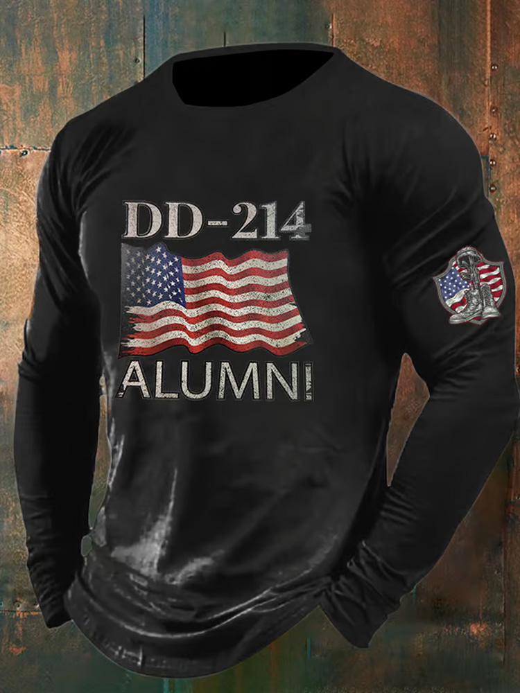 Men's Vintage Dd-214 Flag Print T-Shirt