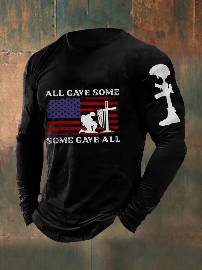 Men's 'All Gave Some, Some Gave All' Print Long Sleeve T-Shirt