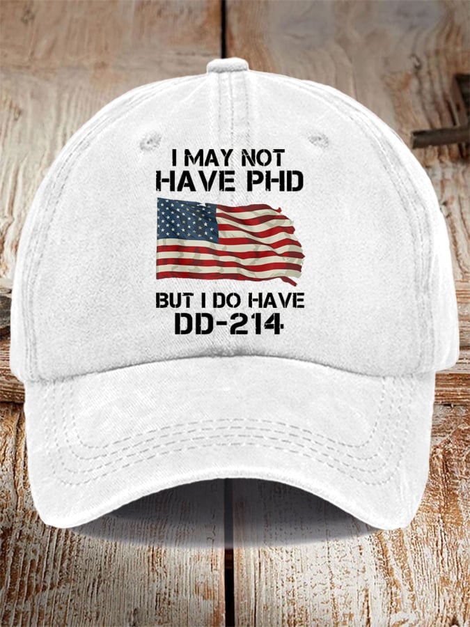 Unisex Distressed Washed Cotton Veteran Printed Hat