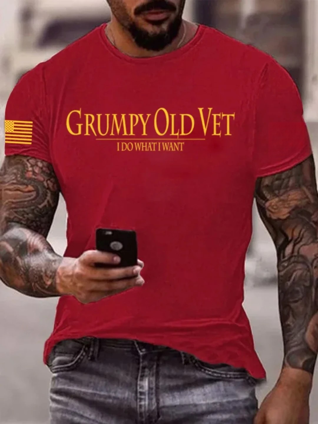 Men's Grumpy OLD Vet Printed Casual T-Shirt