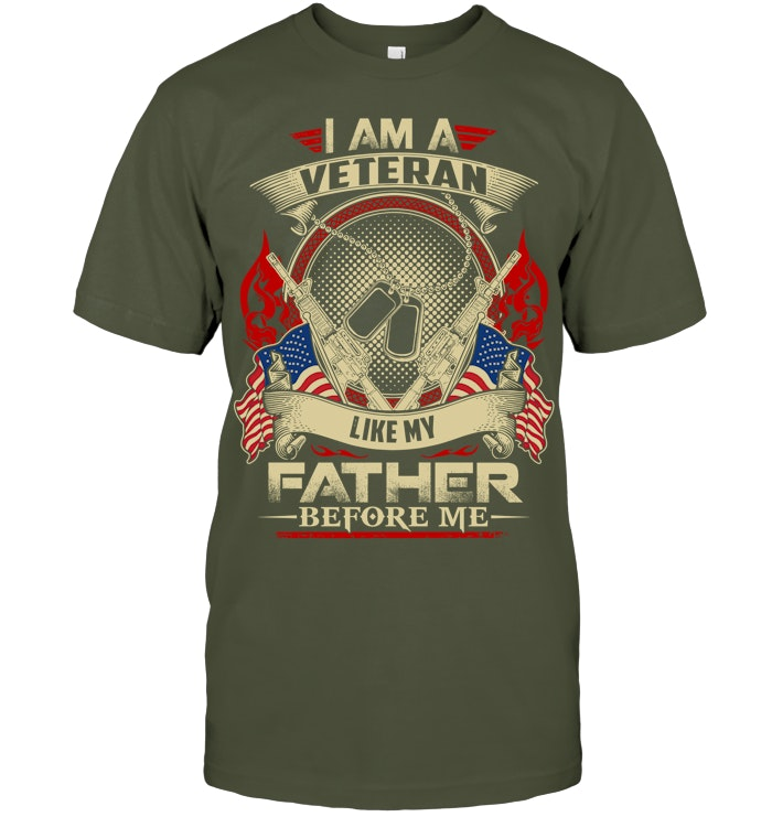 I Am A Veteran Like My Father Before Me  Pattern 100% Cotton T-Shirt