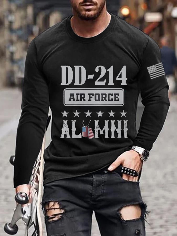 Men's Vintage Dd-214 Veteran Print Long Sleeve T-Shirt