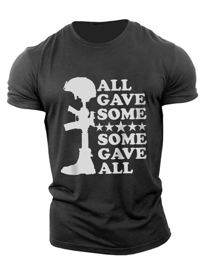Men's 'All Gave Some, Some Gave All' Print Loose Fit T-Shirt