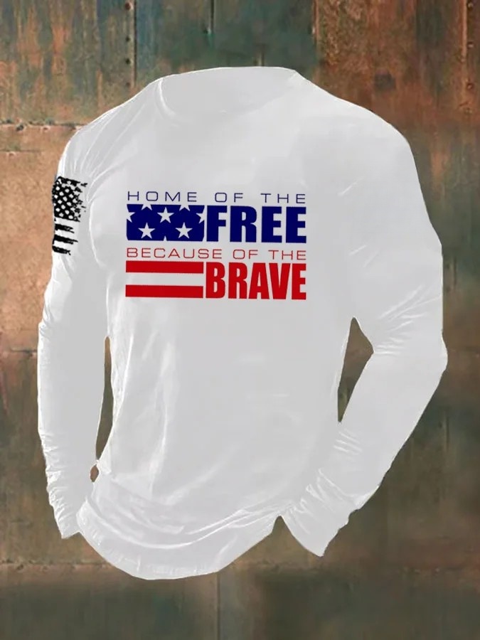 Men's Combat Veteran Brave Pattern Long Sleeve T-Shirt