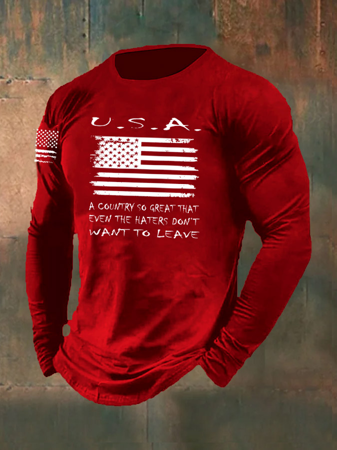 Men's USA Pattern Long Sleeve T-Shirt