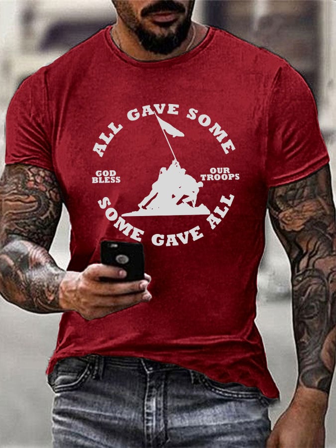 Men's All Gave Some, Some Gave All Flag Print T-Shirt