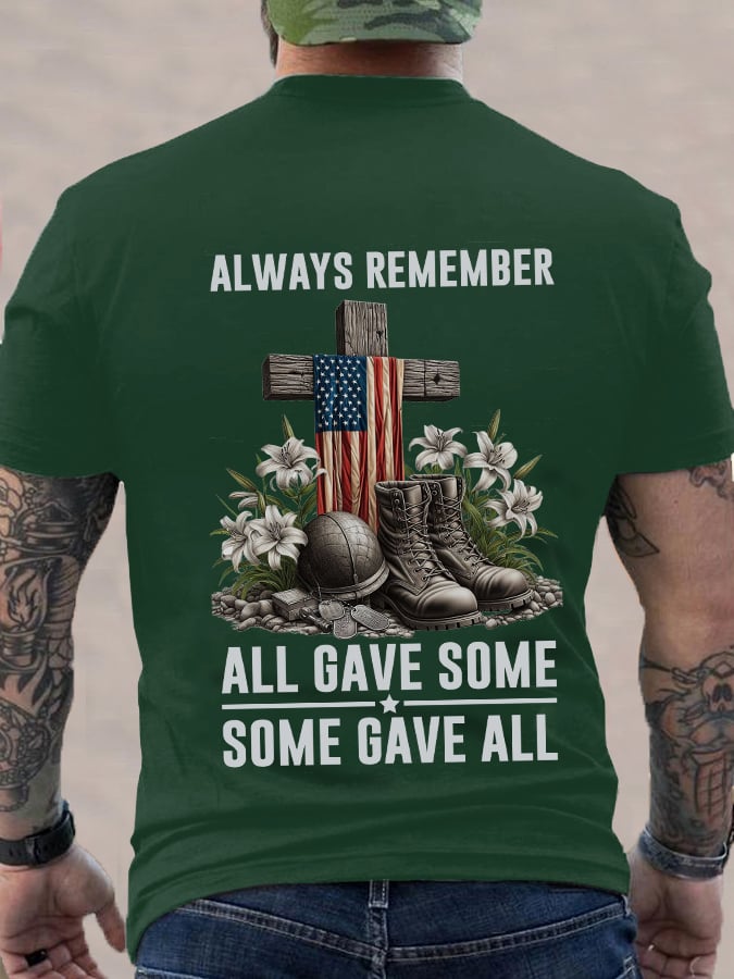 Men's All Gave Some, Some Gave All Flag Print T-Shirt