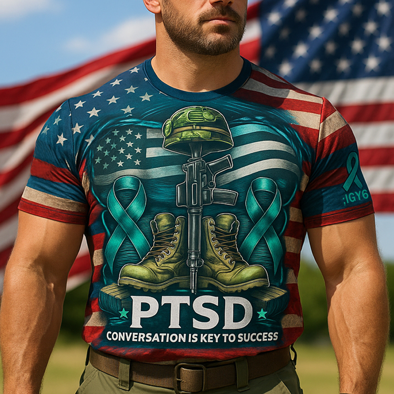PTSD Conversation Is Key To Success Casual Prints T-Shirt