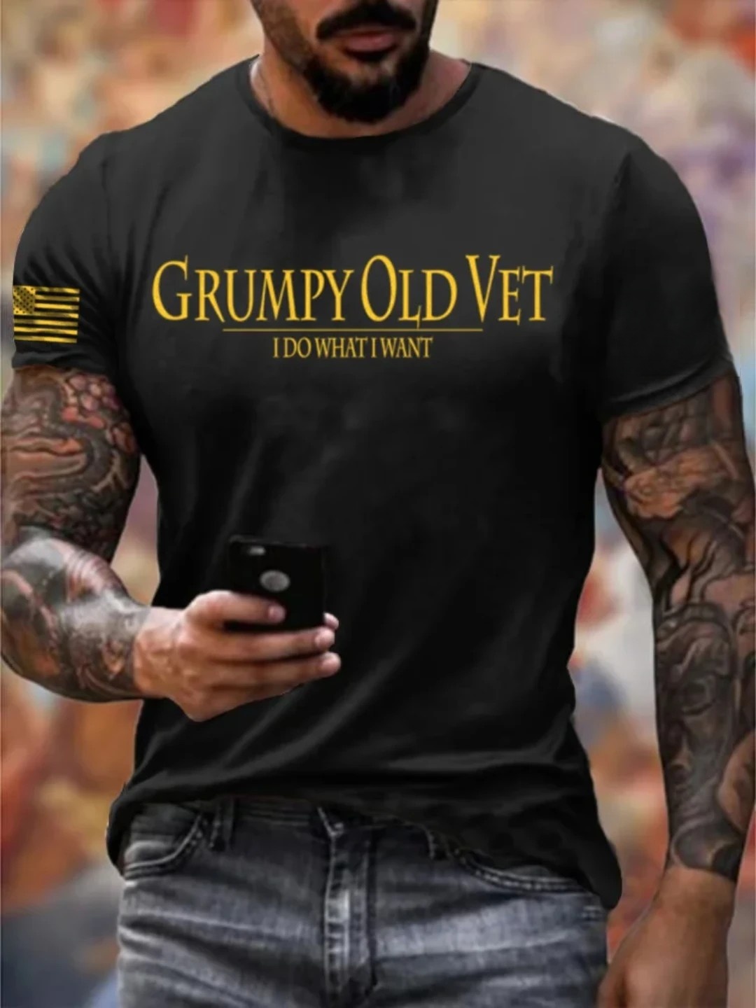 Men's Grumpy OLD Vet Printed Casual T-Shirt