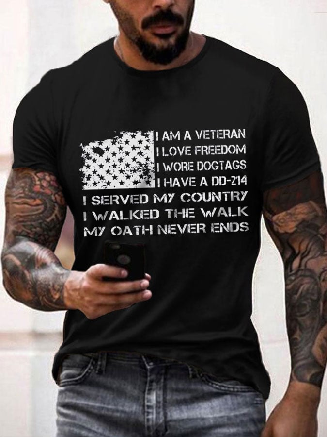 Men's Veteran flag print T-shirt
