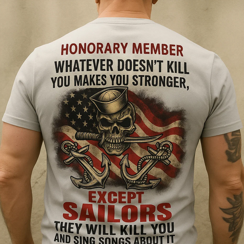 US Navy Art Illustration Printed T-shirt