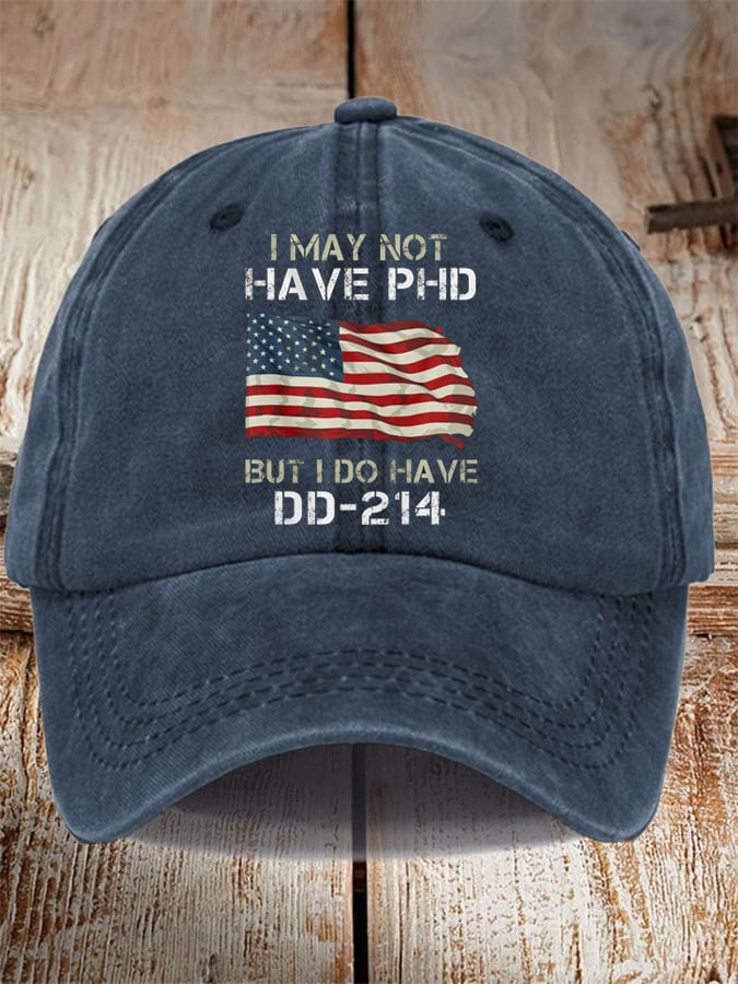 Unisex Distressed Washed Cotton Veteran Printed Hat