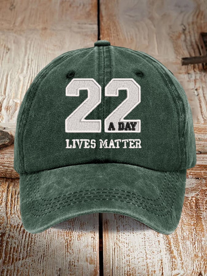 22 Days Lives Matter Veterans Suicide Awareness Print Baseball Cap