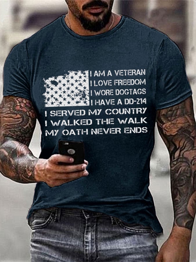 Men's Veteran flag print T-shirt
