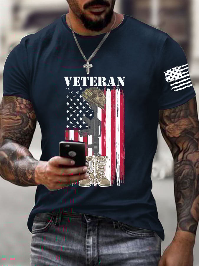 Men's Veteran Casual Round Neck T-Shirt