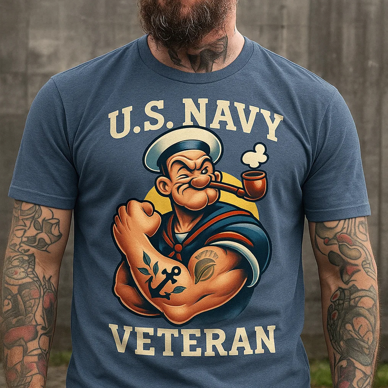 US Navy Art Illustration Printed T-shirt