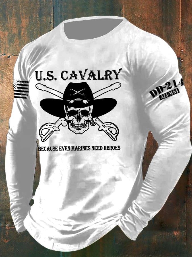 Men's Veteran Vintage Print Long Sleeve T-Shirt