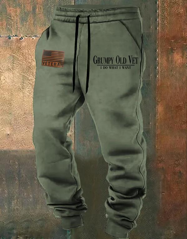 Men's Grumpy Veteran Print Casual  Casual Sweatpants