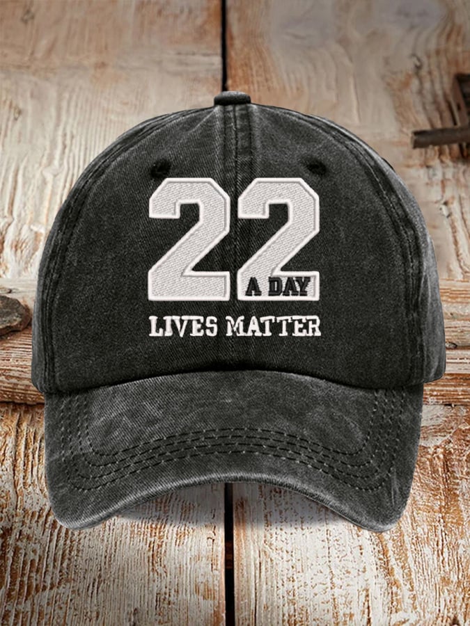 22 Days Lives Matter Veterans Suicide Awareness Print Baseball Cap