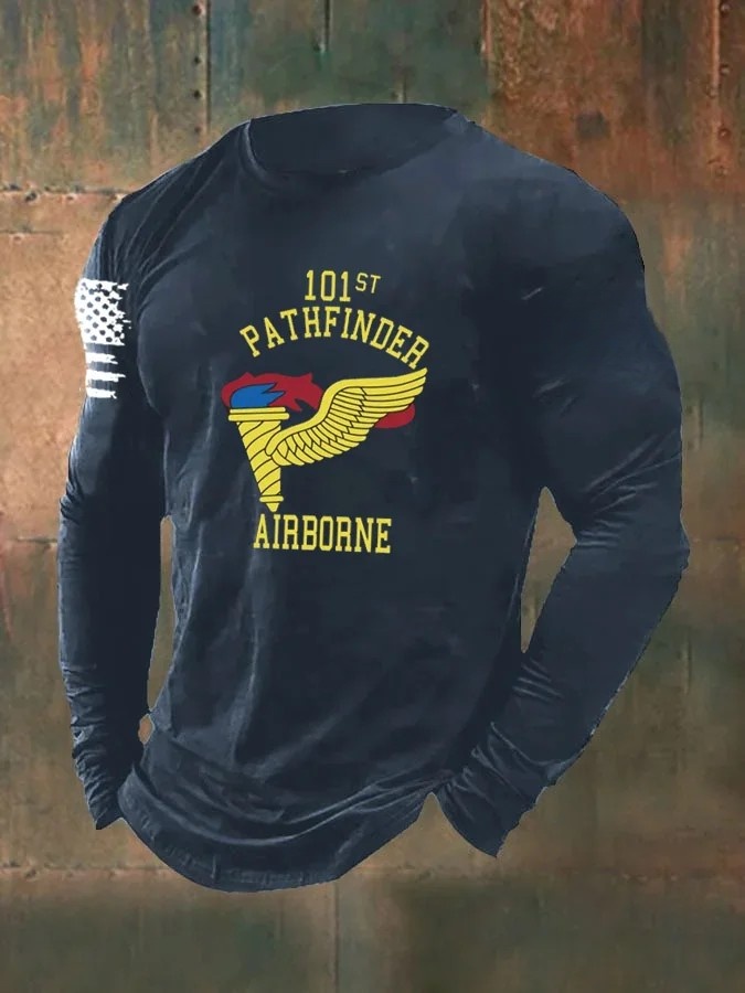 Men's Veterans Day 101st  Airborne Pattern Long Sleeve T-Shirt