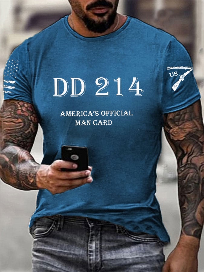 Men's DD214 America's Official Man Card Printed Casual T-Shirt