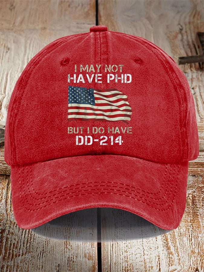 Unisex Distressed Washed Cotton Veteran Printed Hat