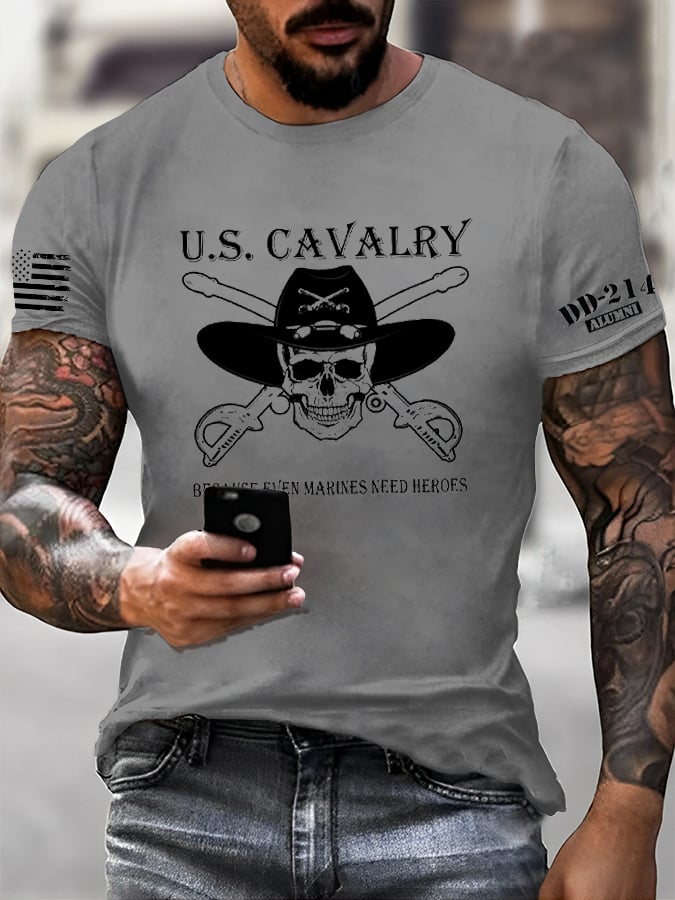 Men's Veteran Retro Print Casual T-Shirt