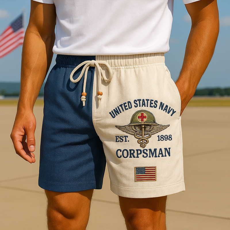 US Navy Corps Veteran Print Shorts