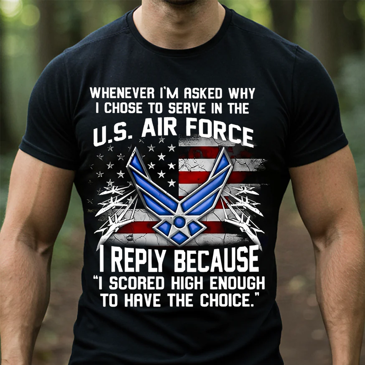 US Air Force T-Shirt for Men – American Flag & Air Force Logo Graphic Tee