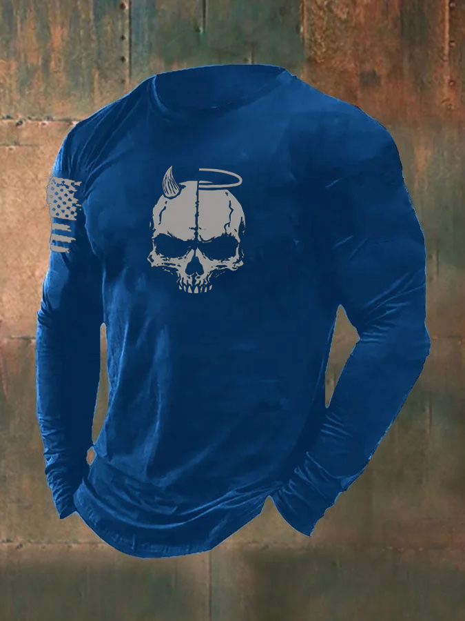 Men's Skull  Pattern Long Sleeve T-Shirt
