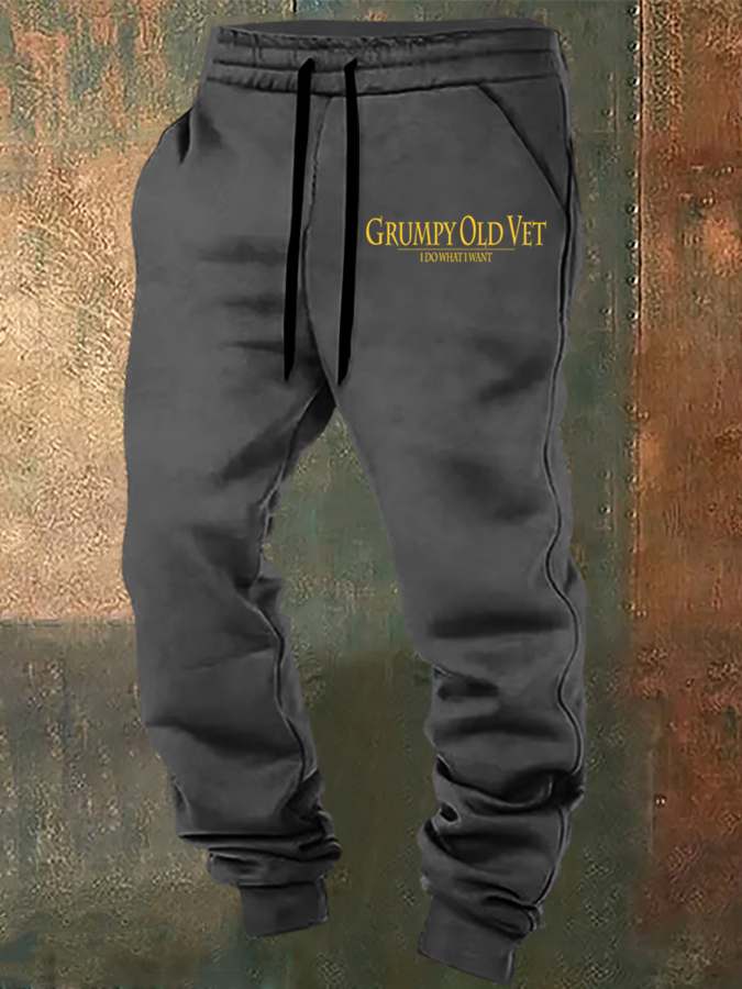Men's Grumpy OLD Vet Print Casual Sweatpants
