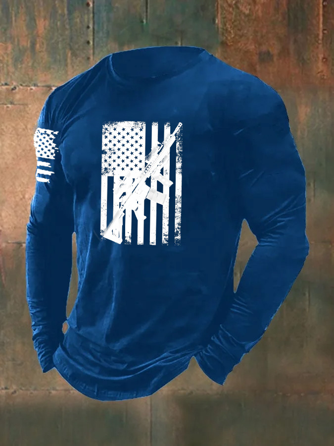 Men's Second Amendment AR-15 Rifle Pattern Long Sleeve T-Shirt