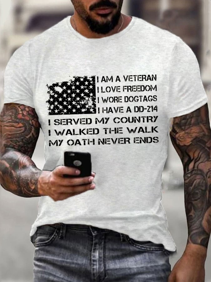 Men's Veteran flag print T-shirt