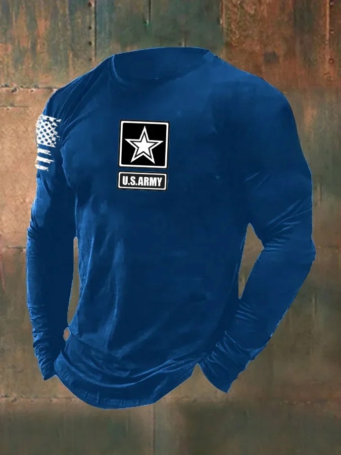 Men's  American Veterans's Day Army pattern Pattern Long Sleeve T-Shirt