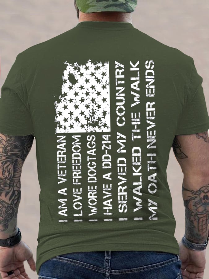 Men's Veteran DD 214 Flag Print T-Shirt