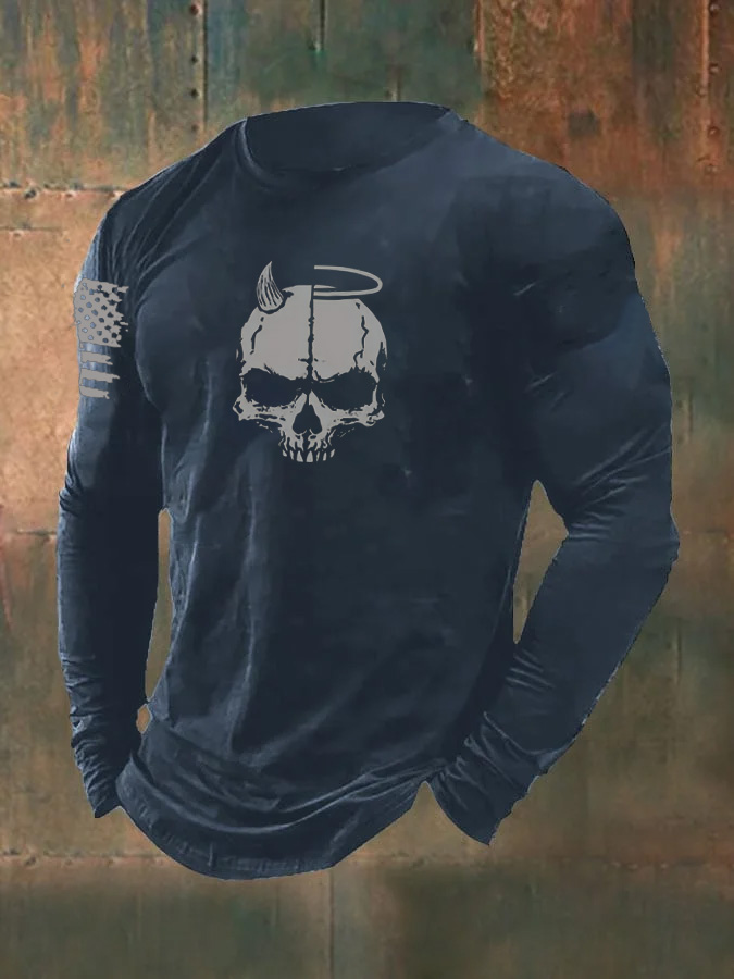 Men's Skull  Pattern Long Sleeve T-Shirt
