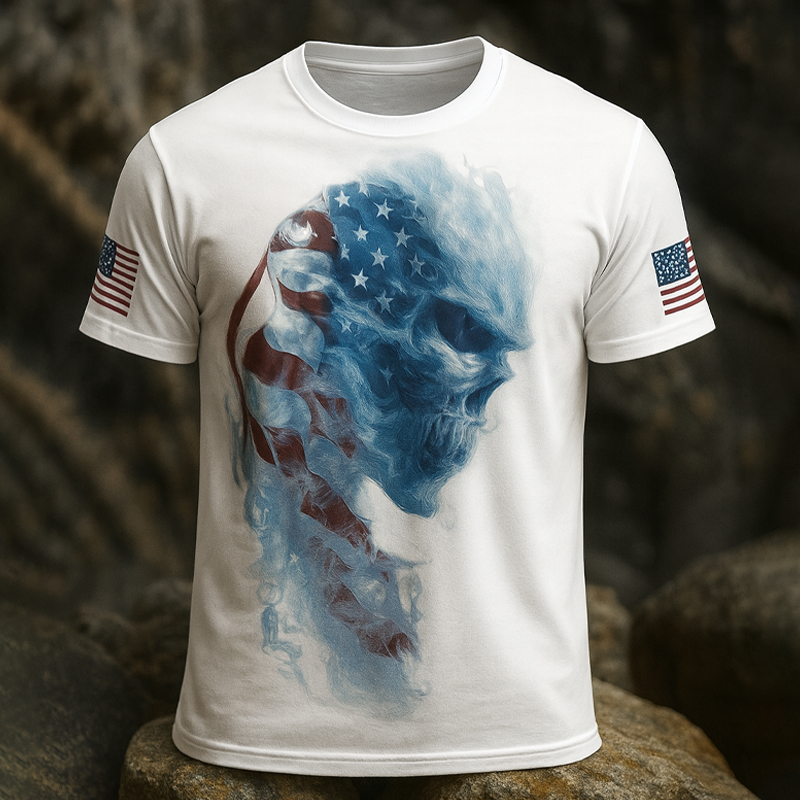 Patriotic Flag Print Casual Short Sleeve T-Shirt