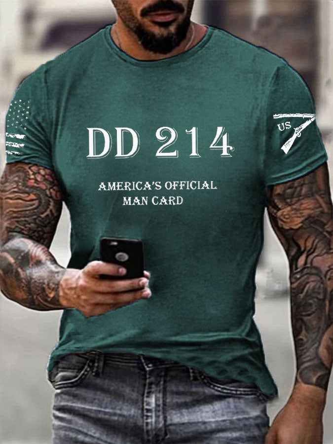 Men's DD214 America's Official Man Card Printed Casual T-Shirt