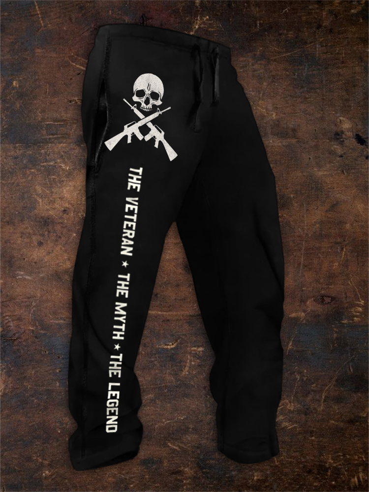 Men's Skull The Veteran The Myth The Legend Sweatpants