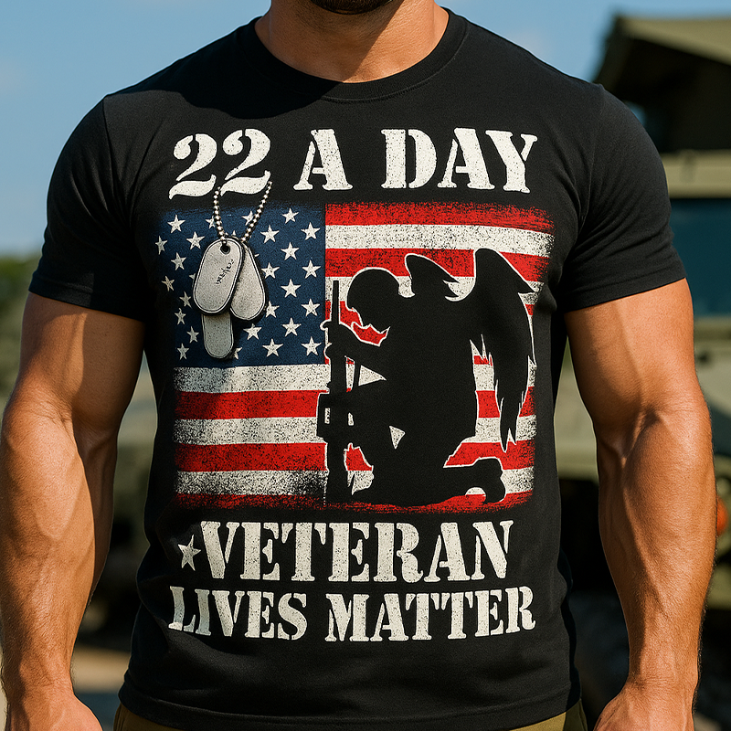 22 A Day Veteran Lives Matter Print T-Shirt