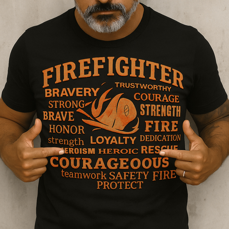 US Firefighter Graphic Print Casual T-Shirt