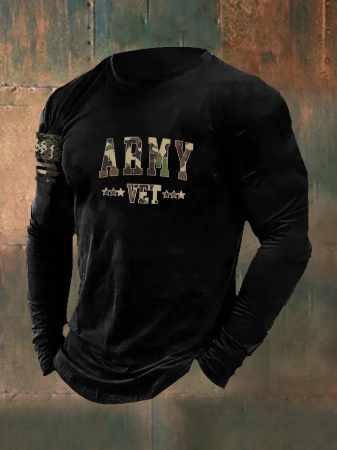 Men's Army Vet  Pattern Long Sleeve T-Shirt