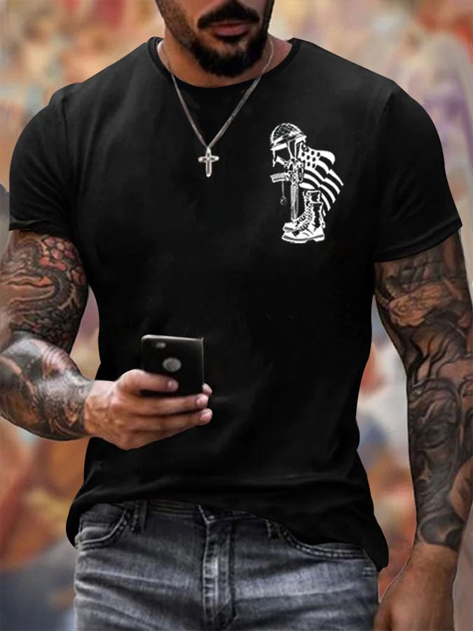 Men's Veteran's Flag Print Short Sleeve T-shirt